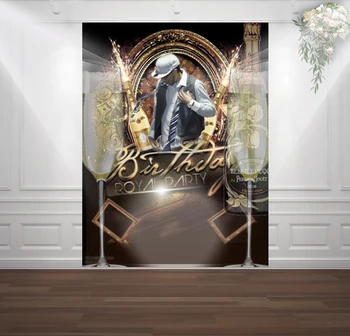 

HUAYI Champagne birthday royal party photography backdrop background for birthday party sm-080