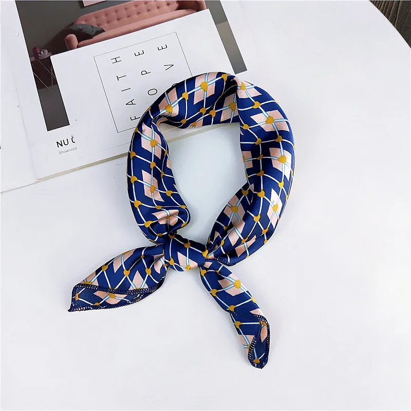 fashion Square Scarf Hair Tie Band Party Women Elegant Small Vintage Skinny Retro Head Neck Silk Satin Scarf, square scarves - Цвет: 36