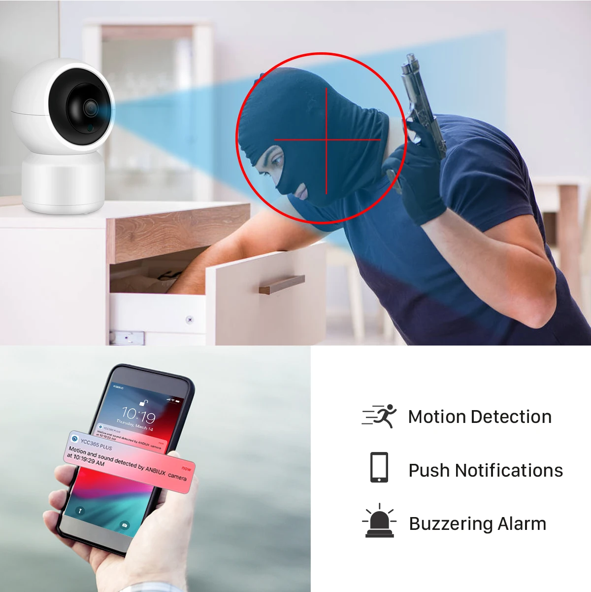 BESDER 1080P IP Camera Wireless Home Security Camera Surveillance Camera Wifi Night Vision CCTV Camera Baby Monitor Smart Track