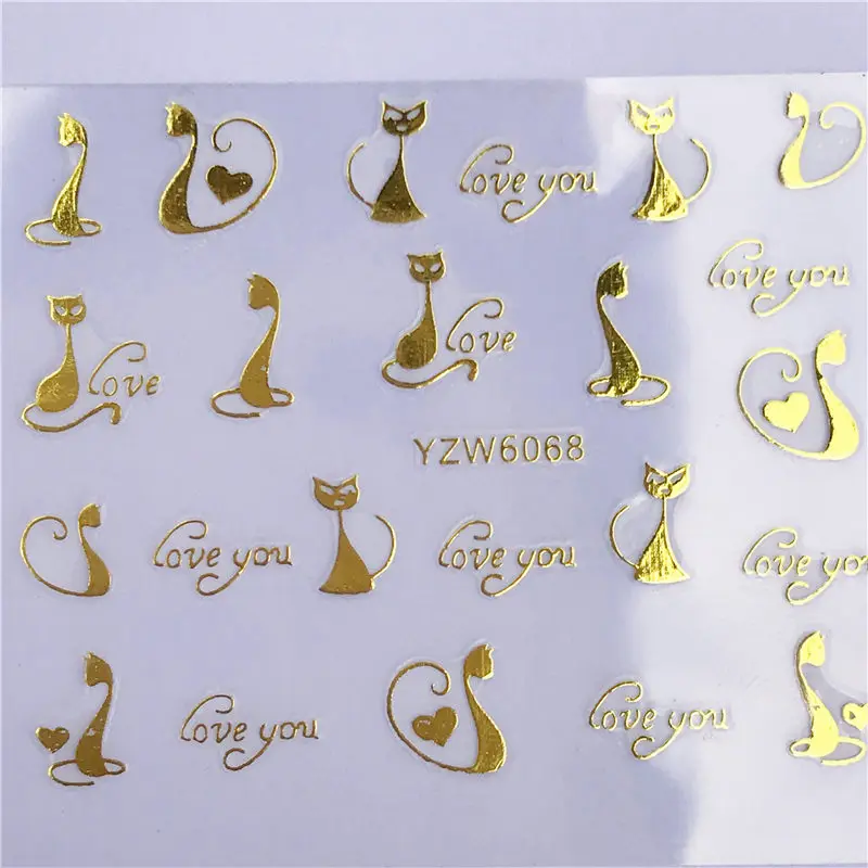 1 лист металлик золото 3D наклейки для ногтей Племенной Ловец снов перо Маникюр Клей для накладных ногтей переводная наклейка бумага DIY - Color: YZW6068