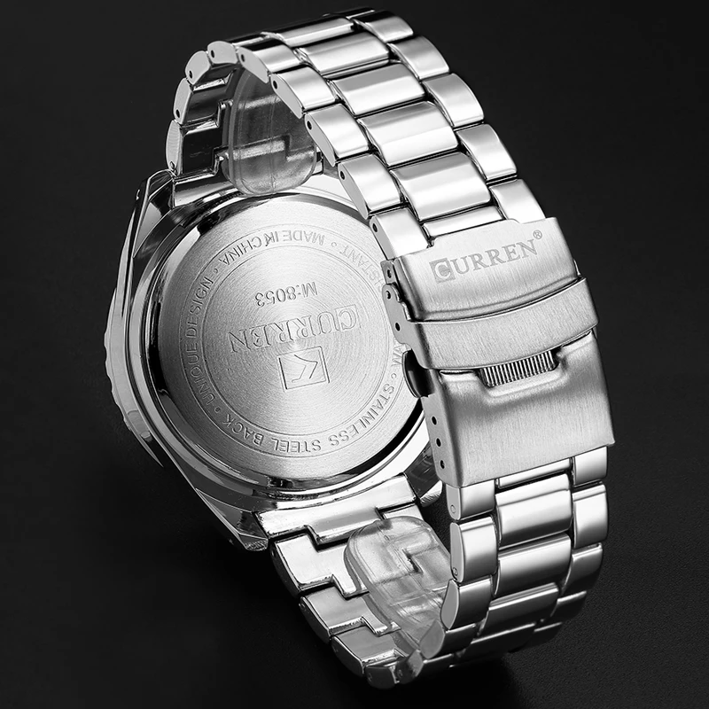 Топ Элитный бренд CURREN Новая мужская мода кварцевые часы платье бирка серебро полный стальной бизнес Colck Мужские Простые повседневные наручные часы