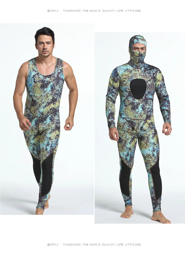 Шаблон 3 мм камуфляж деление Twinset хит Рыбалка одежда охота обслуживание Дайвинг костюм серфинга обслуживание холодной и теплой мужской