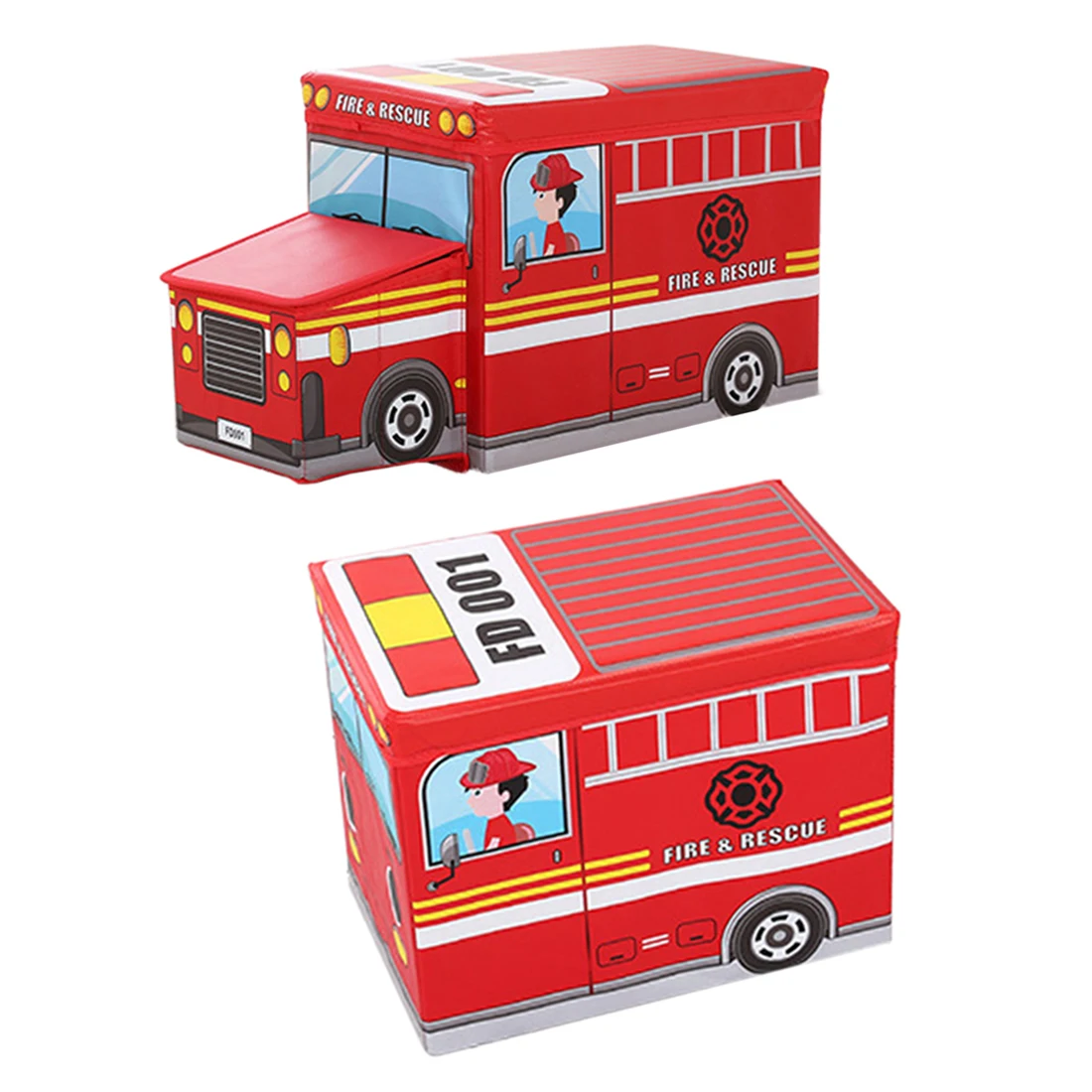 

Fire Fighting Truck Collapsible Organizer Toy Foldable Storage Box Chest Storage Ottoman Sundries Organizer-Locomotives+Carriage