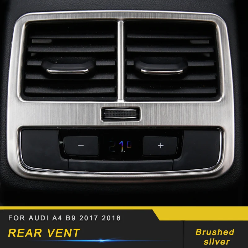 Авто из нержавеющей стали заднего вентиляционное отверстие рамки Накладка аксессуары Стикеры для Audi A4 B9 2017 2018