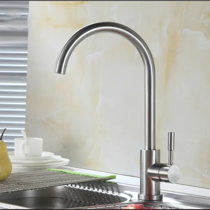 NEW Stainless Steel Kitchen faucet Hot and Cold Mixer Kitchen Tap with Aerator Brushed Nickel biger