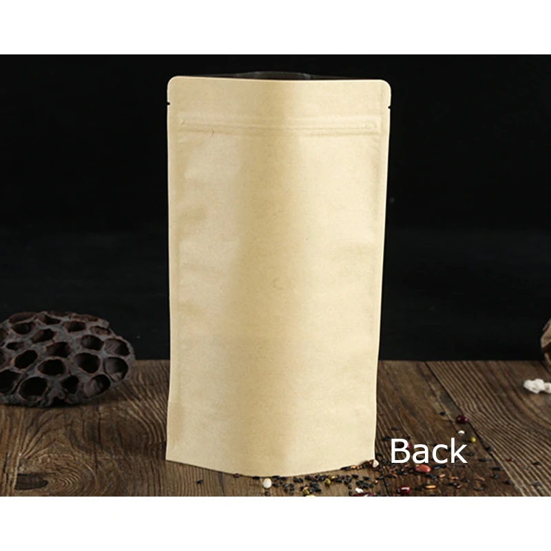Передняя прозрачная задняя коричневая крафт-бумага пластиковая молния пакет с застёжкой Stand Up Ziplock Resealable еда пакет кофе Doypack чехол