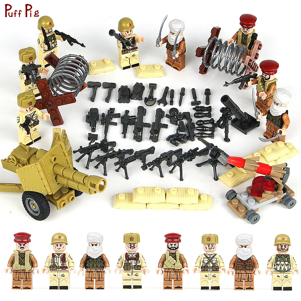 

8 Sets War in Afghanistan Military Soldier Figures With Weapon Building Blocks Toy For Children Gift Compatible