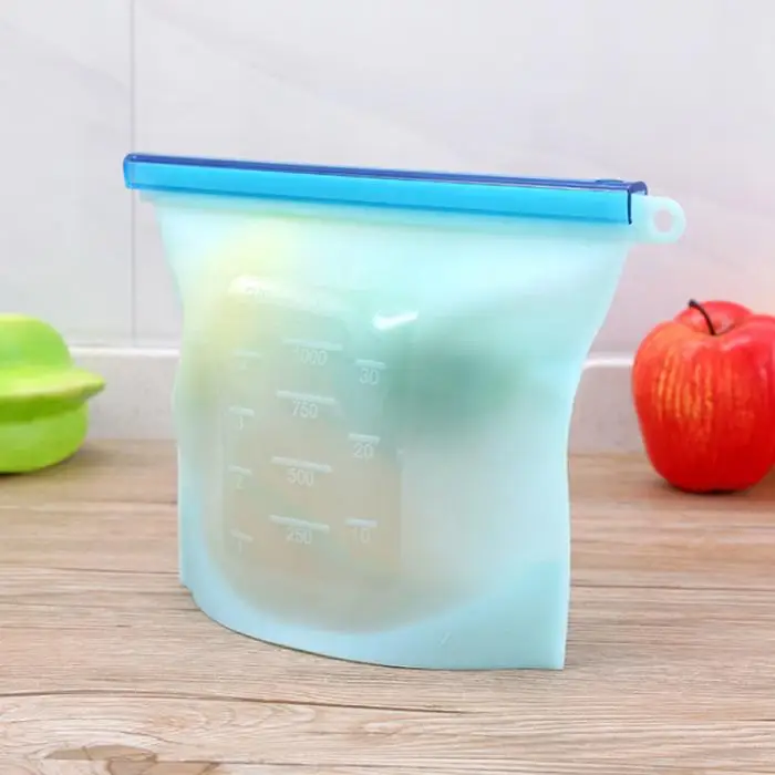 Silicone Food Storage Bags Reusable Fresh Bag Vacuum Sealer for Fruit Meat Milk HYD88