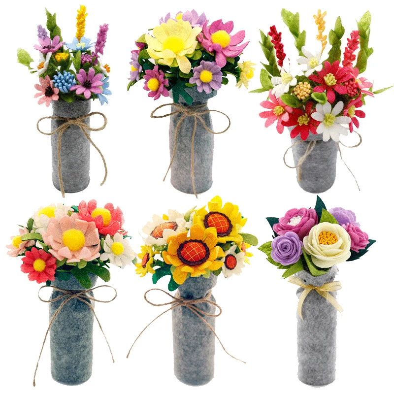 

Handmade Felt Flowers Mother's Day Girlfriend Gift Felt Toy Fake Flower Felt Kit DIY Craft Imitation Flower Decoration Material