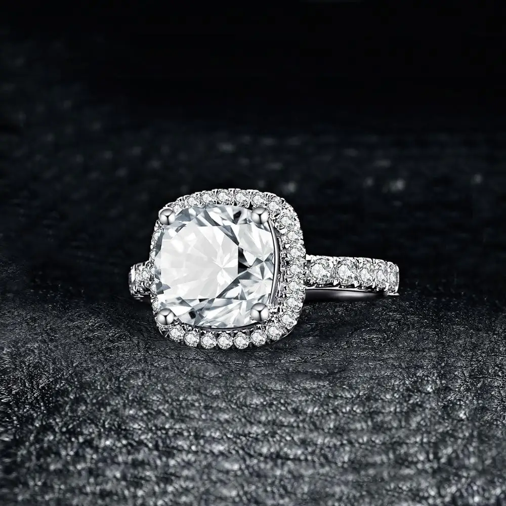 JewelryPalace подушки 3ct кубического циркония обещание Halo Пасьянс Обручение кольцо 925 пробы серебро Fine Jewelry кольца для Для женщин