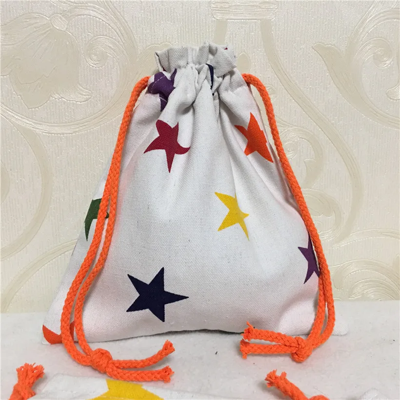 YILE Хлопок Холст Drawstring Органайзер сумка для телефона и ключа монет вечерние подарочные сумки Красочные Звезды N8502-6