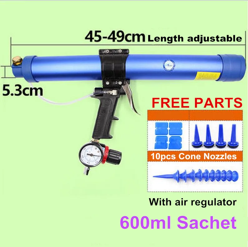 Пневматический шприц-пистолет воздушный Саше диспенсер стекло аденсивный и силиконовый герметик воздушный аппликатор пистолет Caulk 600 мл инструмент для склеивания