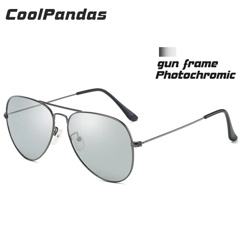 gun frame Фотохромные авиационные солнцезащитные очки хамелеон, мужские, для вождения, поляризационные, солнцезащитные очки для женщин, для вождения, защитные очки для дня и ночного видения - Цвет линз: gun frame