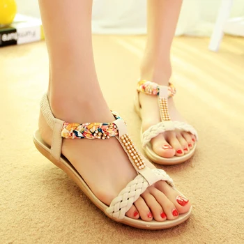 

Women Sandals Mix Color Flat Sandals Women Summer Shoes Rome Style Gladiator Sandalias Mujer 2019 Soft Bottom Beach Shoes Female