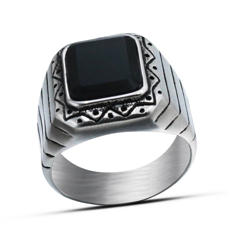 Amgj Готический Для Мужчин's Нержавеющая сталь Square Ring Свадебная вечеринка Титан