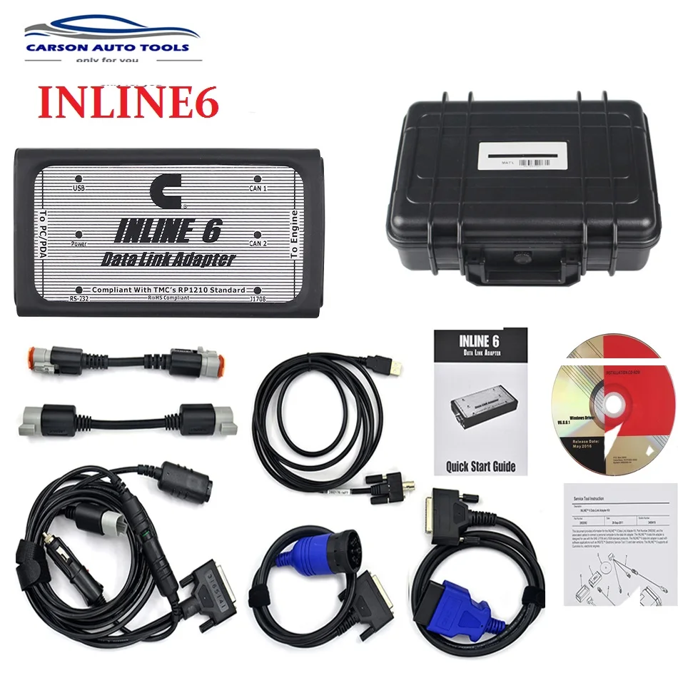 

INLINE 6 Data Link Adapter Heavy Duty Diagnostic Tool Full 8 cable Truck obd2 Diagnostic scanners inline6 DHL free