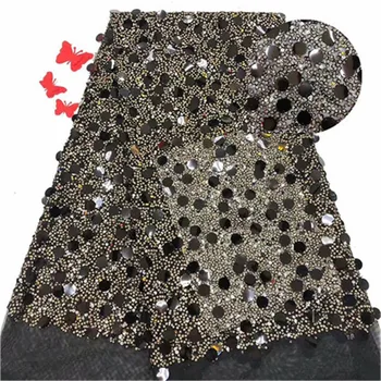 

French Net Lace Fabric 2019 High quality Latest African Lace Fabric With Embroidery Mesh Tulle Lace Fabric With sequins