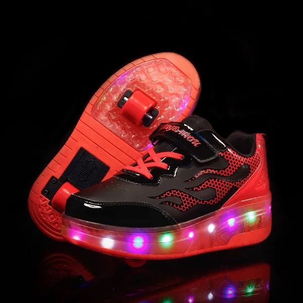 Red 08 Heelies/светильник; кроссовки с двумя колесами для мальчиков и девочек; повседневная обувь на роликах для девочек; Zapatillas Zapatos Con Ruedas - Цвет: Red 08