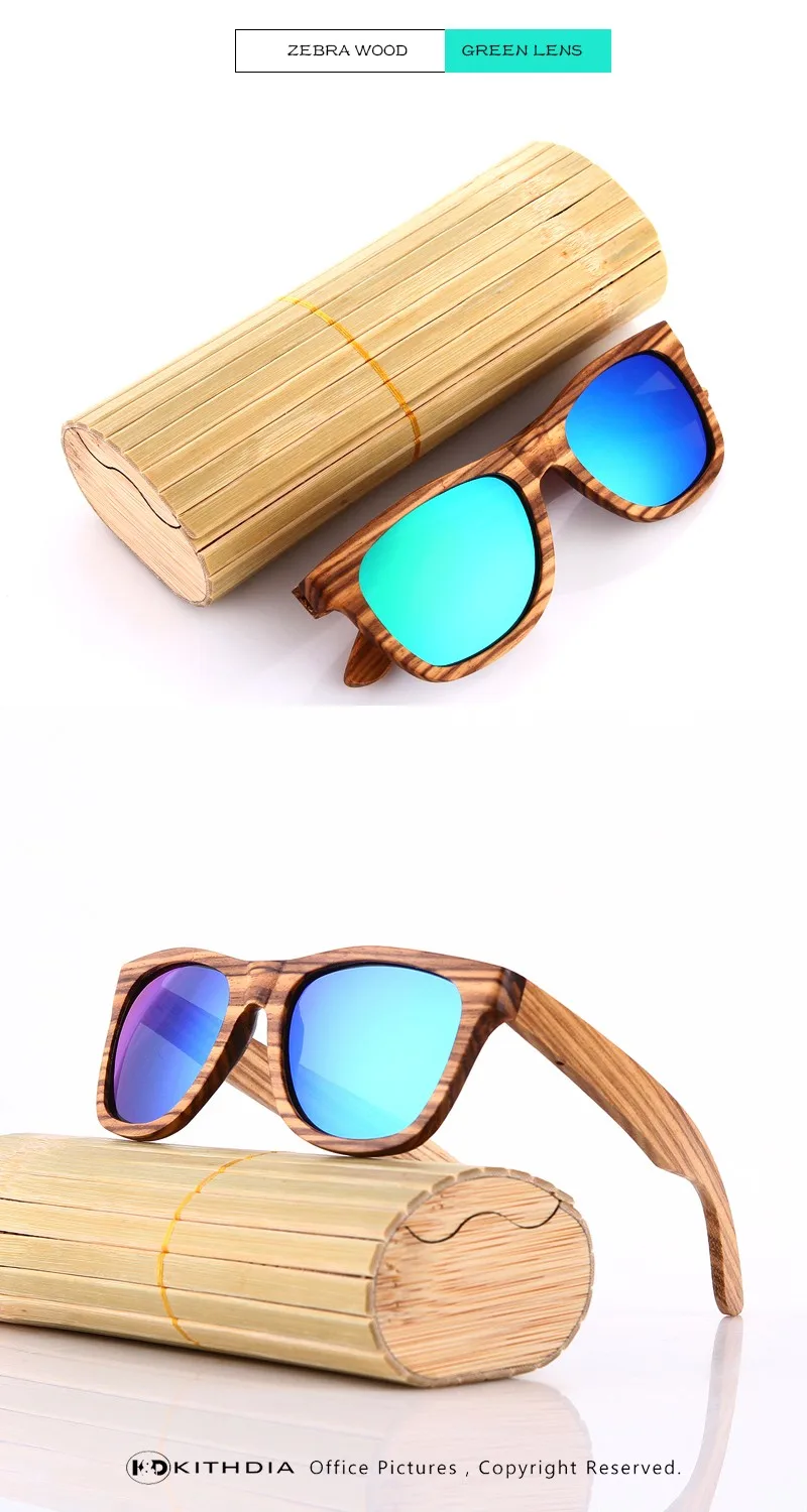 KITHDIA настоящие солнечные очки из дерева зебрано поляризационные мужские и женские брендовые дизайнерские Винтажные Солнцезащитные очки в деревянной оправе Cool Oculos de sol masculino