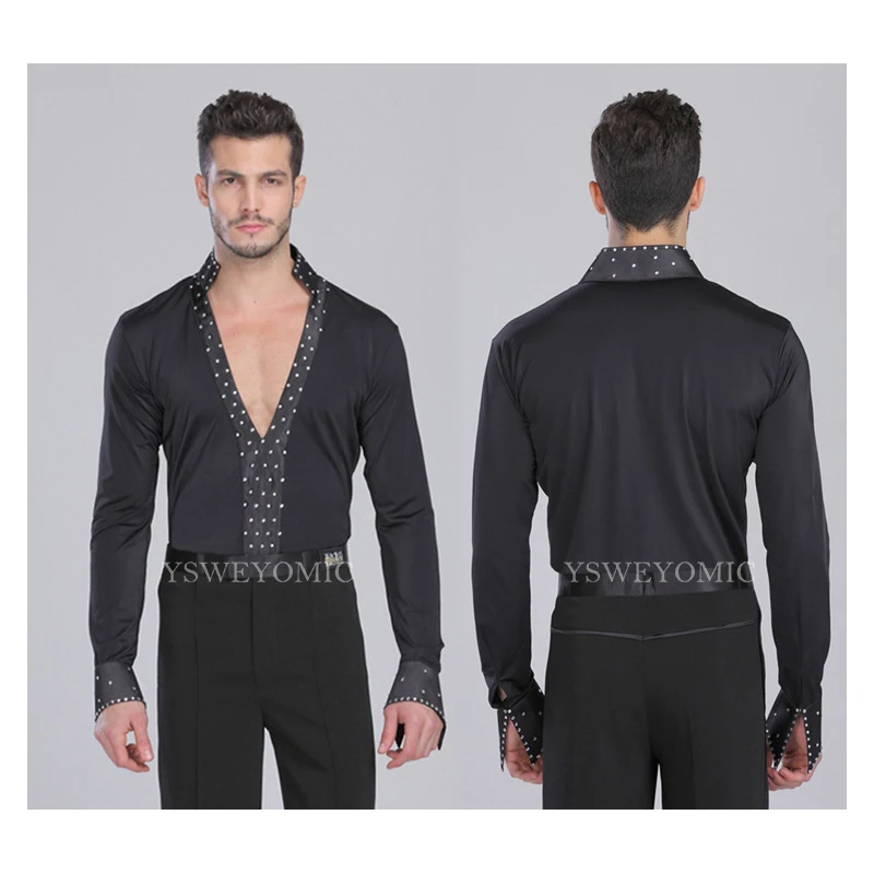 Male Ballroom Dance Suit Top Latin Dance Shirt Mens Shirts Training