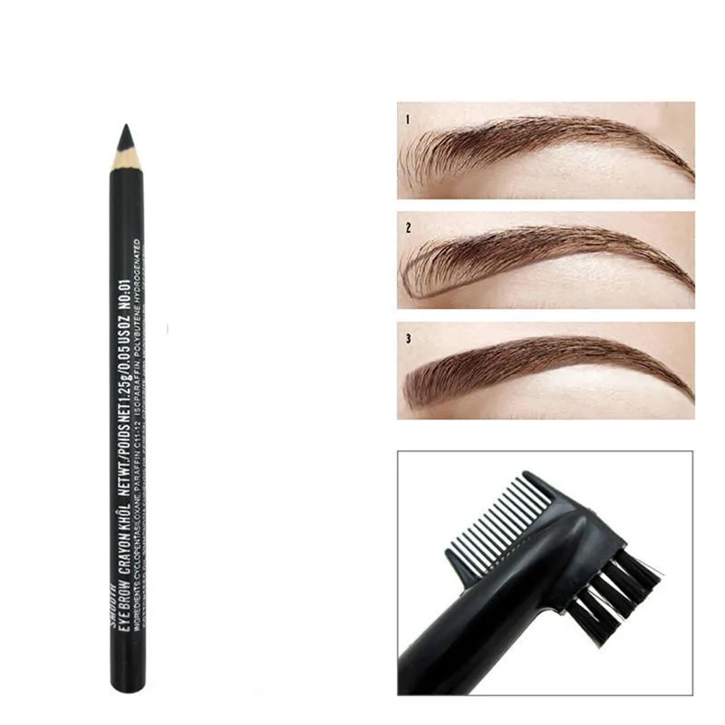 

Multi-functional Cosmetic Tool Waterproof Long Eyebrow Pencil Pigments Black Brow Eye Brush with Brush