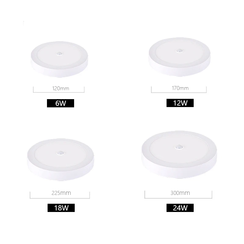 Lâmpadas de Teto de Led Luzes de Teto Sala de Estar Superfície Montado Motion Sensor Night Light 6 w - 12 18 24w Moderno Varanda Corredor Pir 14 pir, sensor de movimento, luz noturna, 6w