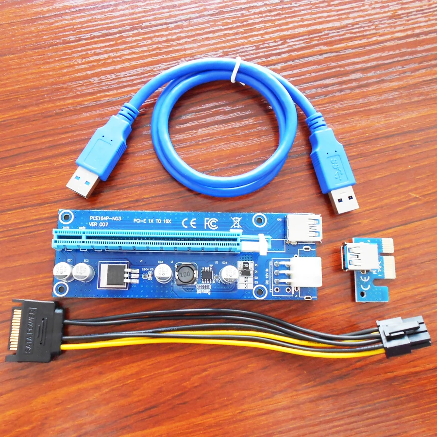 VER 007 стояк 6PIN Мощность Cable pci express Riser card PCI стояка горно для BTC ETH Шахтер машина