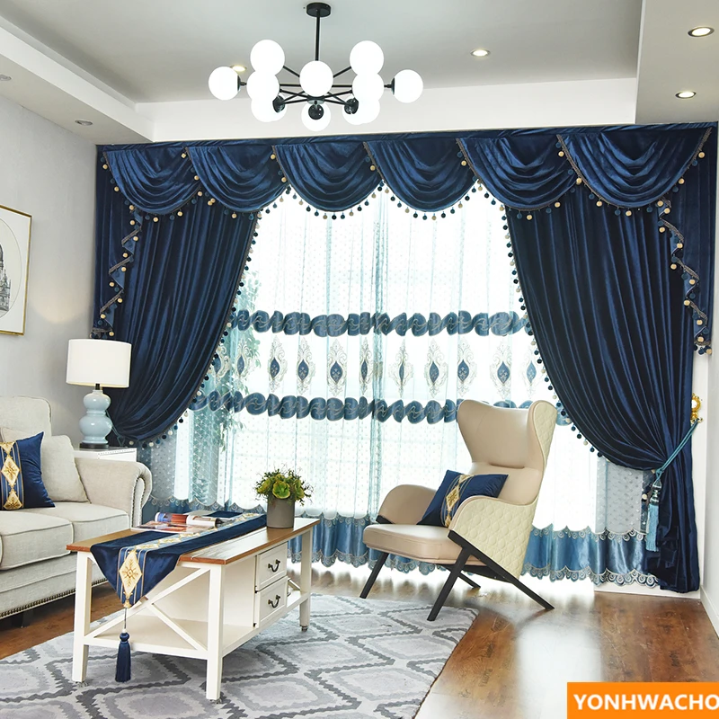 navy blue curtain