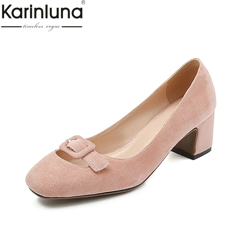 

Karinluna 2019 Brand New Sexy Elegant Office Lady women's Pumps Plus Size 43 Chic Style Chunky Heels women's Shoes
