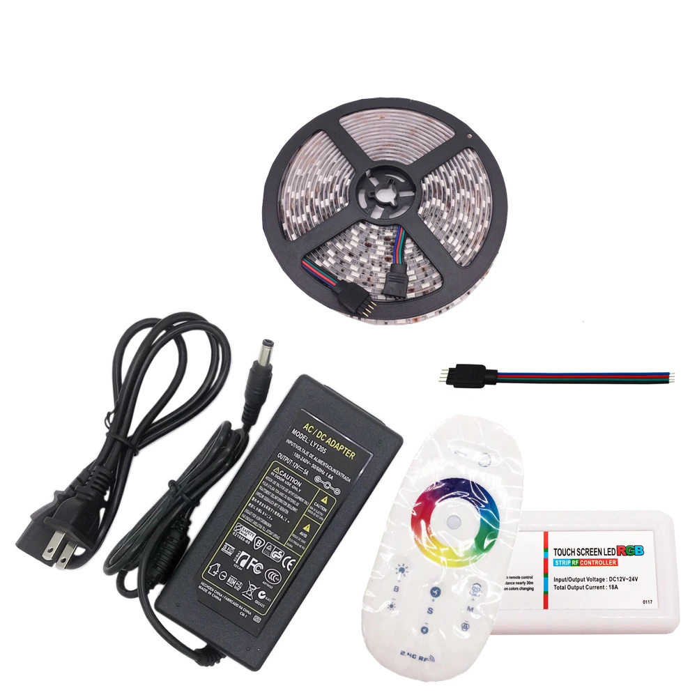 5 M 20 5050 SMD RGB набор светодиодных лент 60led/m DC12V Led Гибкий свет + 2 4G RF пульт