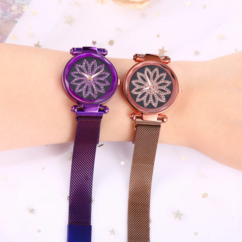 

Flower Design Luxury Women Watches Mesh Strap Ladies Bracelet Quartz Girl Friend Clock Gift Relogio Feminino Montre Femme