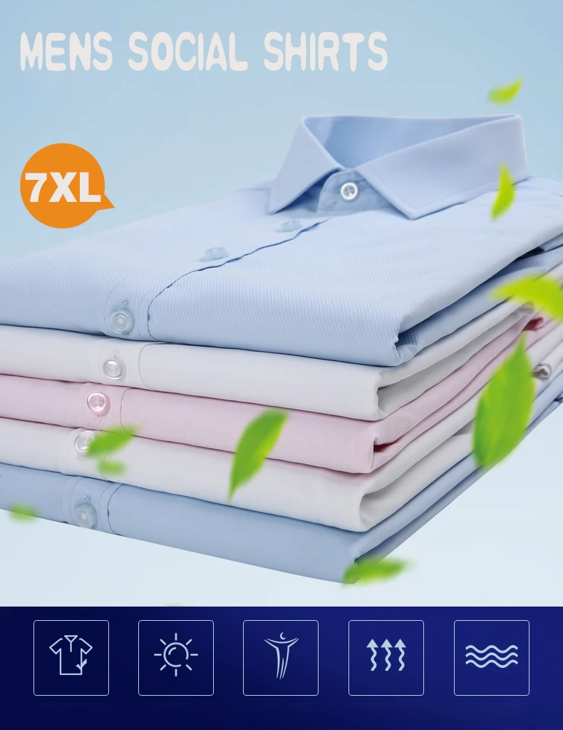 XS-7XL брендовая мужская одежда рубашки для мужчин s Slim Fit work social рубашка однотонная официальная одежда белый синий розовый рубашка легкий уход