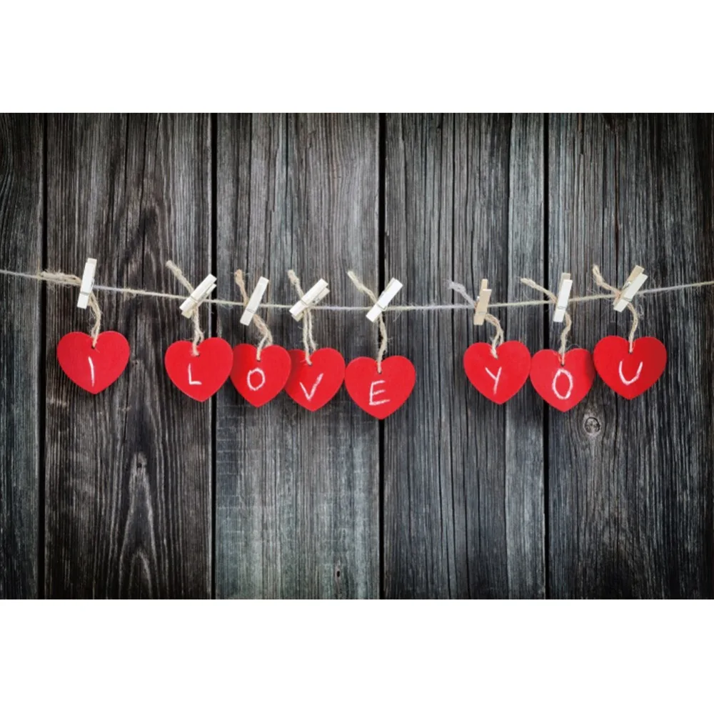 

Laeacco Wooden Boards Red Hearts I Love You Wall Portrait Scene Photography Backgrounds Photographic Backdrops For Photo Studio