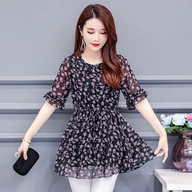 Women Tunic Peplum Tops Fashion Korean Style Design Slim Waist A Line ...