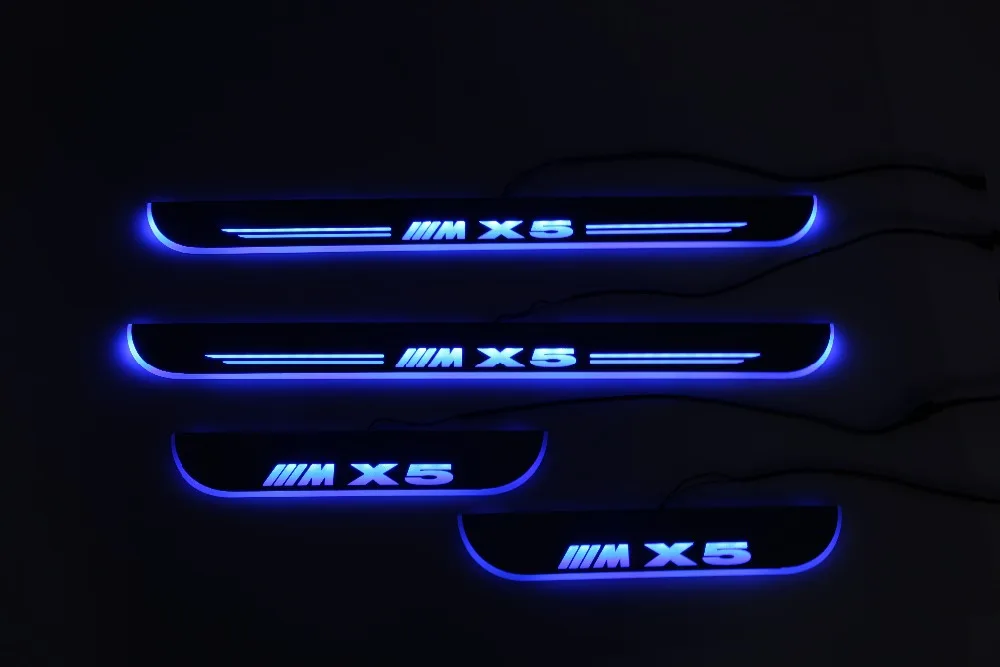 

eOsuns LED moving door scuff Nerf Bars & Running Boards door sill light overlays linings flat cover strip for BMW x5