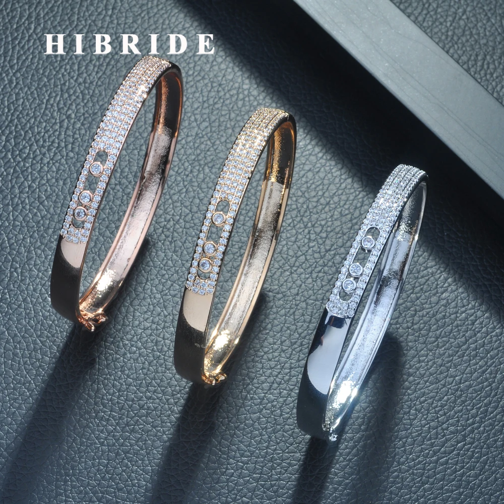 Роскошный Браслет манжета и браслет HIBRIDE с фианитом класса ААА регулируемый