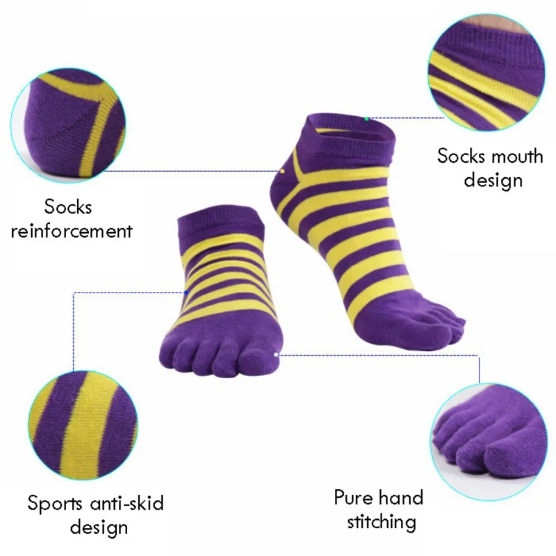 Горные носки для путешествий, мужские спортивные носки с пальцами, мужские летние спортивные носки в полоску, короткие носки для бега