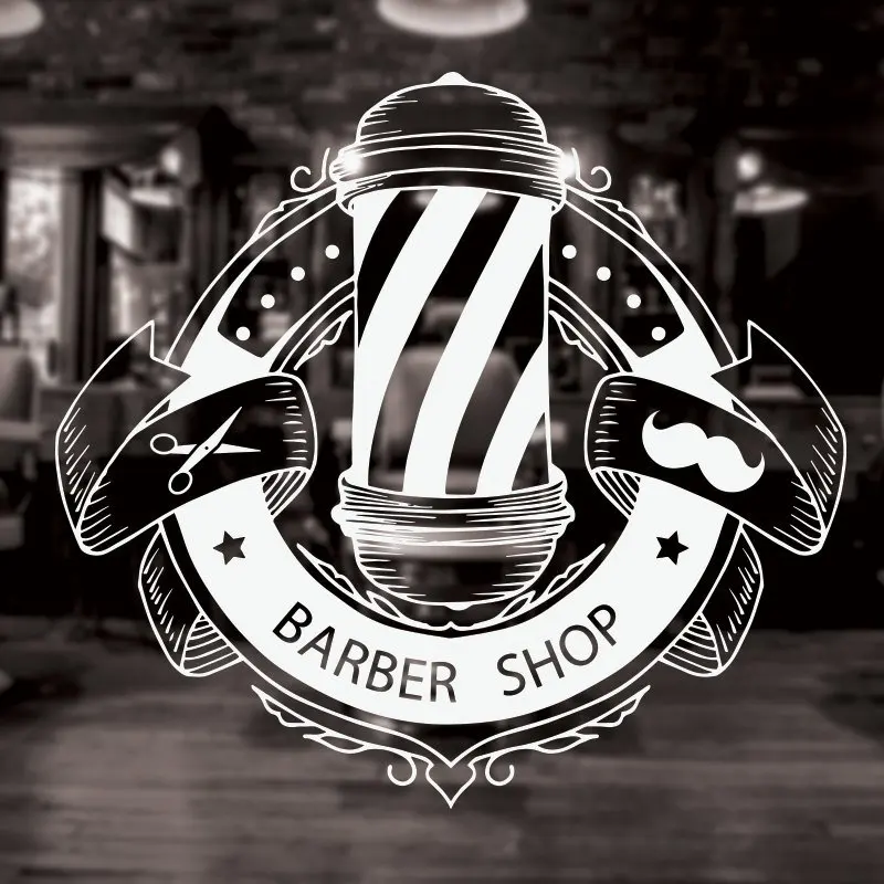 Barber Shop Sign Logo Wall Window Decal Sticker Removable Self Adhesive