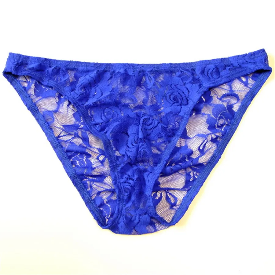 See Through Lace Briefs Mens Sexy Roses Underwear Men Penis Cuecas Low Rise Masculina Underwear
