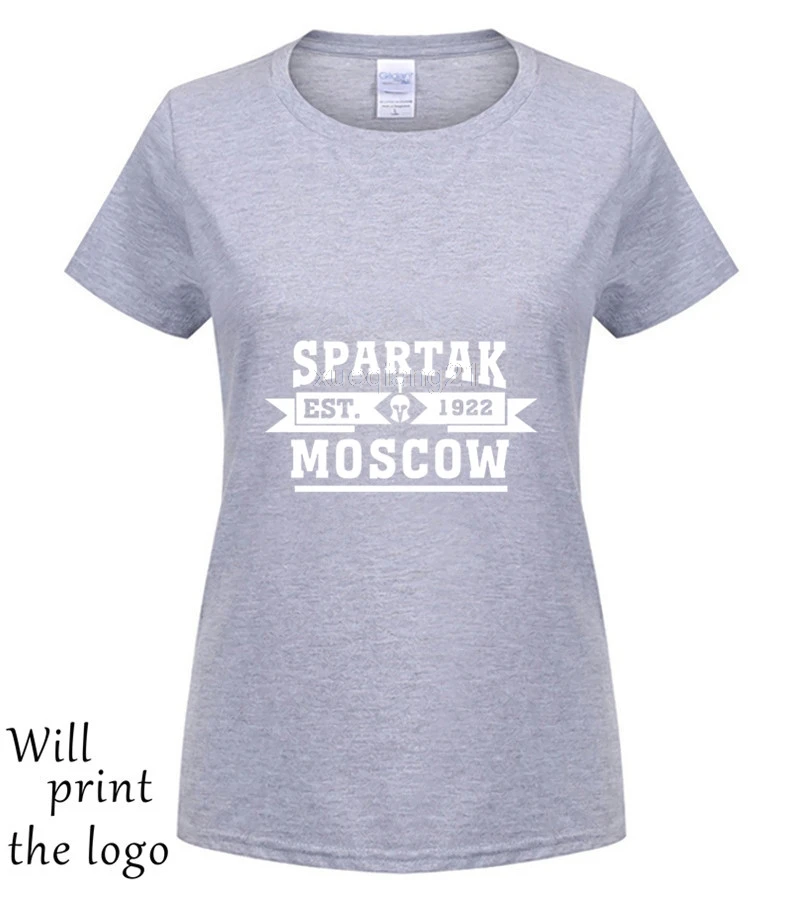 Футболка Spartak с принтом «fresco», Повседневная футболка «Русская Премьер-Лига», Camiseta Fernando Lucas Martins Glushakov - Цвет: women Light grey