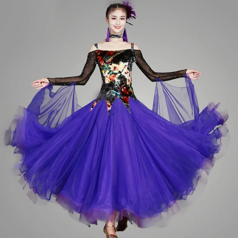 6 видов цветов с пайетками, платья для участия в конкурсах бального танца, Для женщин/Бальные платья/бальное платье, для вальса платья/бальные Танцы/Вальс платье