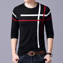 2017 autumn clothes Men’s wear round collar render unlined upper garment thin grid knitting a sweater