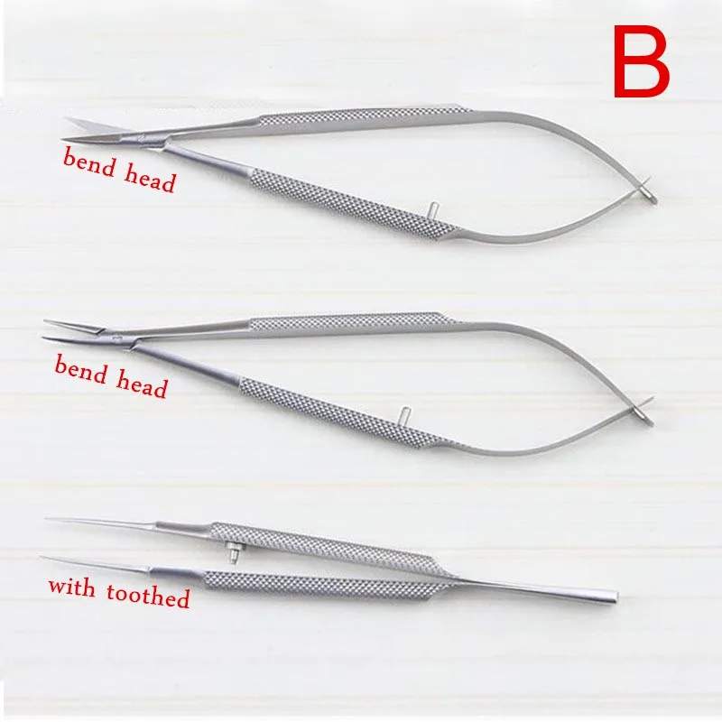 3pcs/set equipment 12cm ophthalmic microsurgical instruments Needle Holder Micro scissors Tweezers hand surgery 5