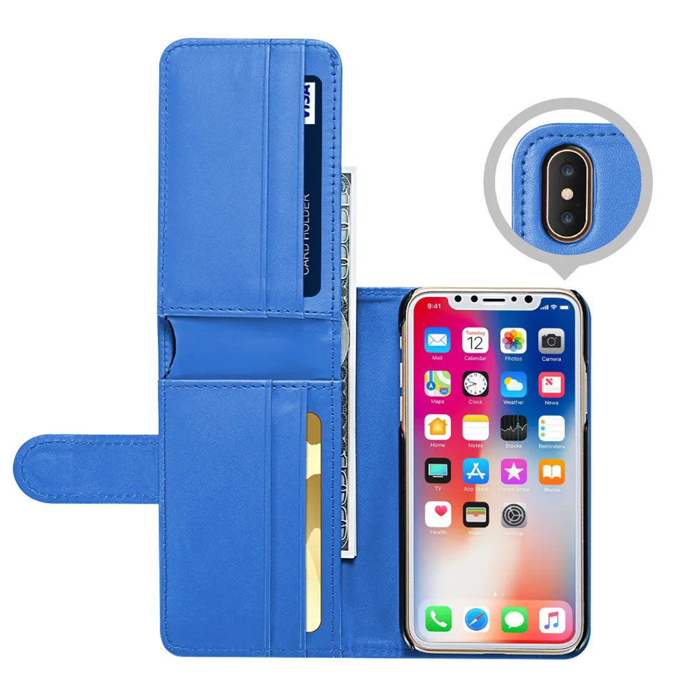 DOEES Foldable Leather Flip Wallet Case For iPhone X 10 Bag Case Vintage Business Card Cash Slot Smooth Touch Cover For iPhoneX (3)