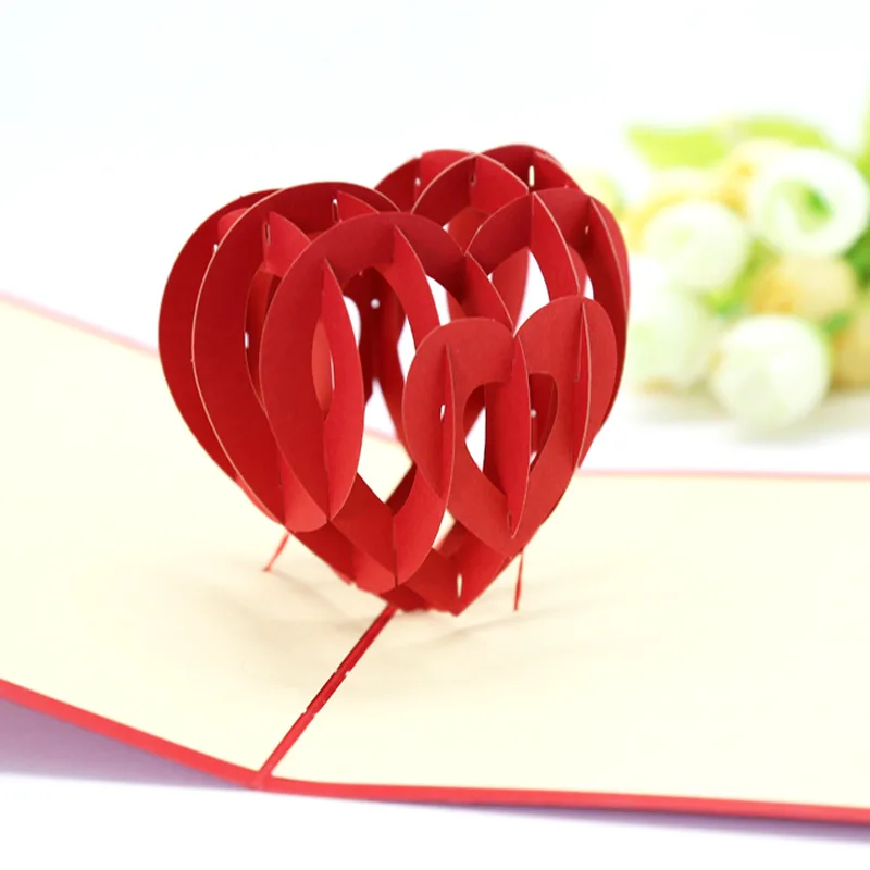  Love 3D Pop UP Cards Valentines Day Gift Postcard with Envelope Stickers Wedding Invitation Greetin - 33040634362