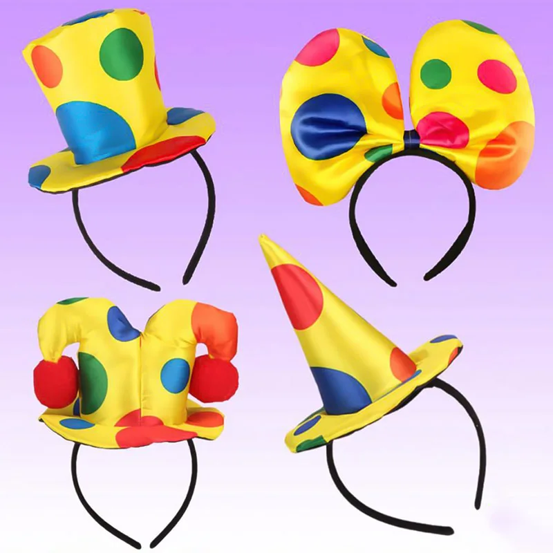 

Halloween Hat Fancy Dress Party Costume Cap Polka Dot Clown Hat For Adult Party Cosplay Head Accessory