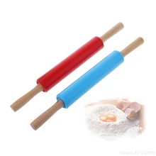 1 шт Скалка украшения дома Kitichen Пособия по кулинарии выпечки инструменты деревянная ручка 38/34 см разные цвета W215