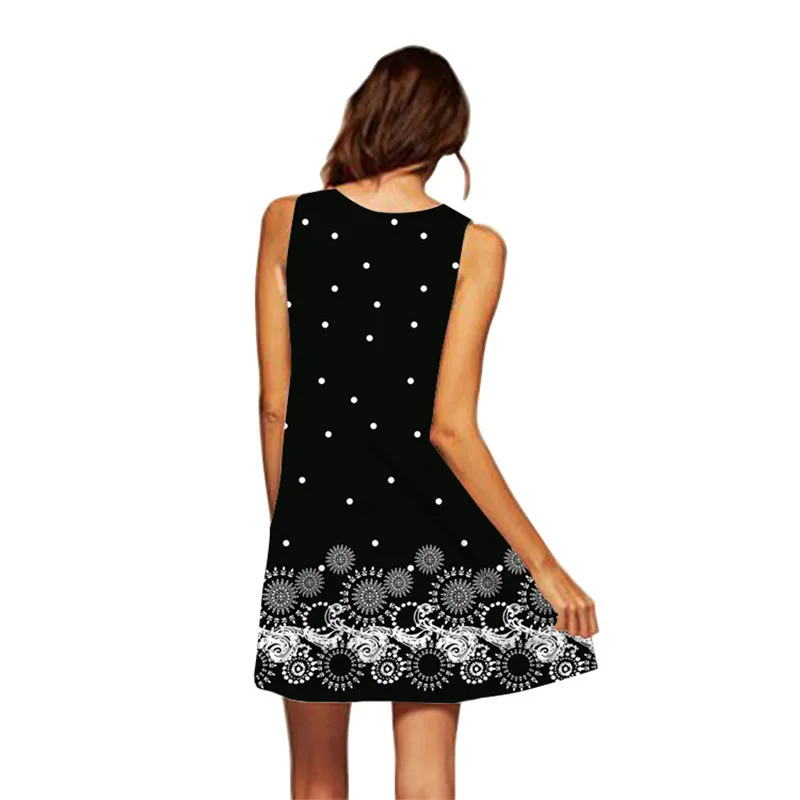 Сексуальное женское платье без рукавов Robe Femme 2019 геометрическое ТРАПЕЦИЕВИДНОЕ