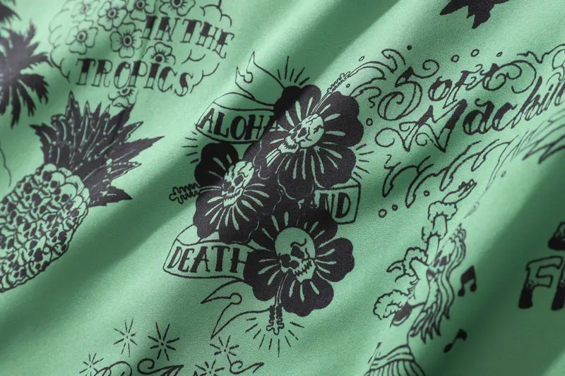 Graffiti Flamingo Palm Tree Pineapple Skull Print Shirts 8
