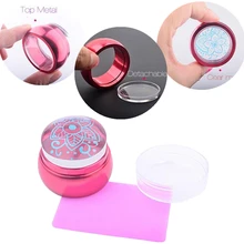 Estampage Silicone métal poignée 3.5 cm échecs gelée Nail Art StampStamper grattoir impression avec capuchon plaque outils manucure Kit ensemble(China)